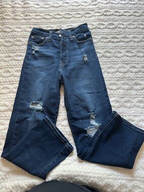 Dark Blue Distressed Women's Jeans